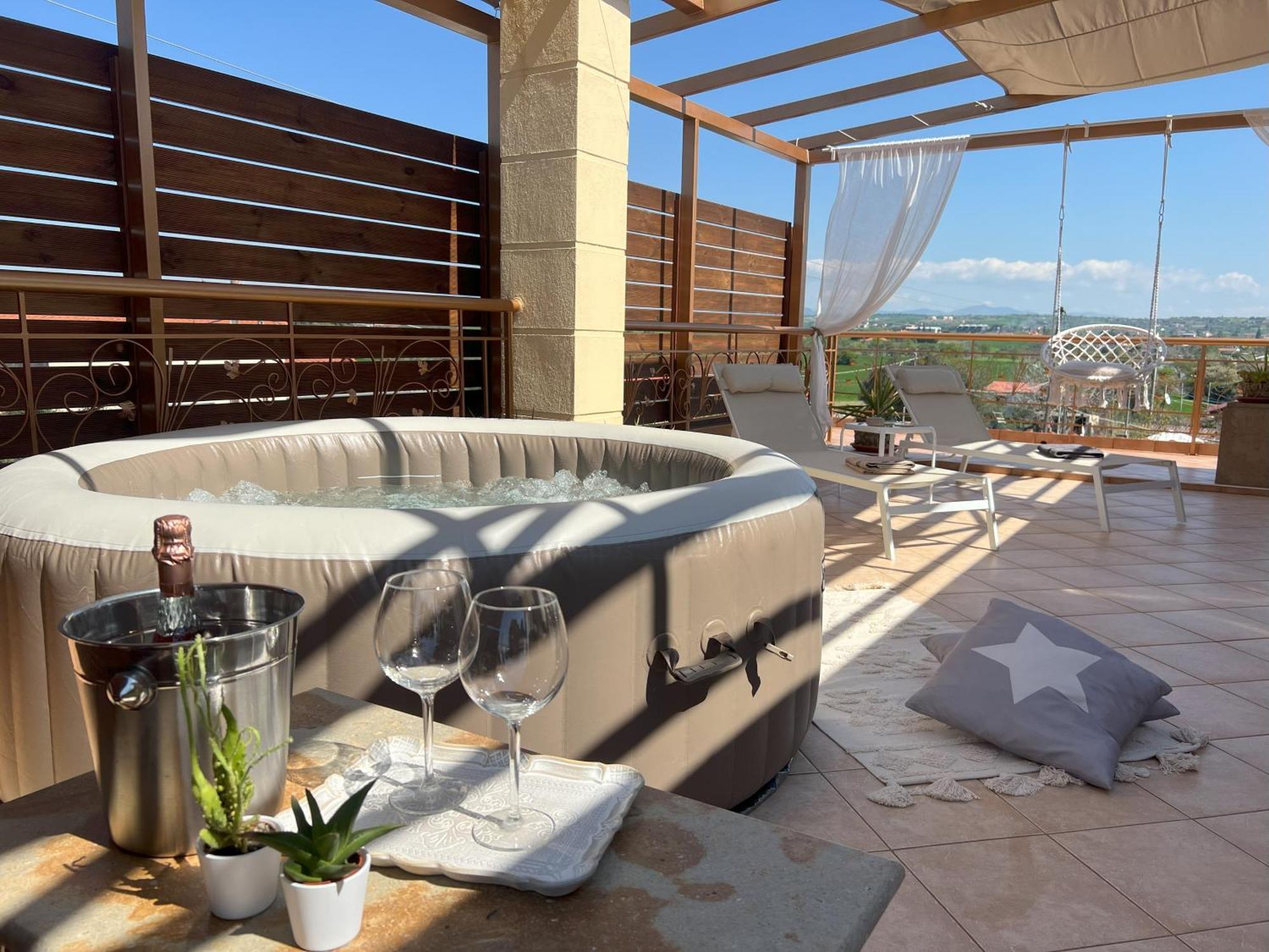 Ferienwohnung Doormat# Wait 'N Sea, Jacuzzi, Luxury Stone House Epanomi Exterior foto